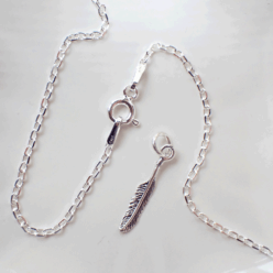 Close up of clasp on 1.5mm sterling silver cable chain