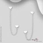 925 Sterling silver heart double piercing earrings