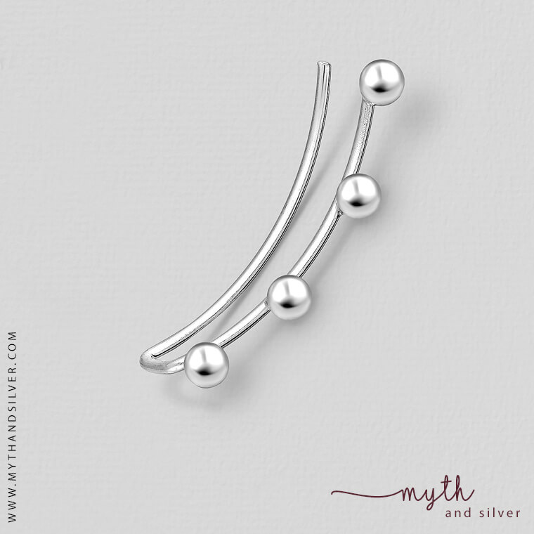 Sterling Silver 4-Ball Ear Climber - Image 2