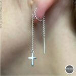 Wrapped double piercing threader earring