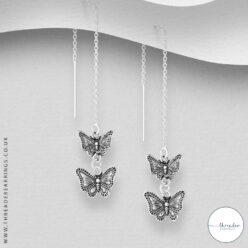 Sterling silver butterfly threader earrings