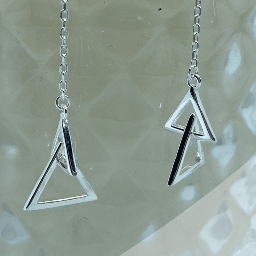 Double triangle threader earrings