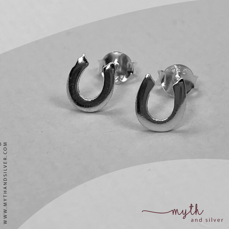 Sterling Silver Horse Shoe Stud Earrings - Image 2