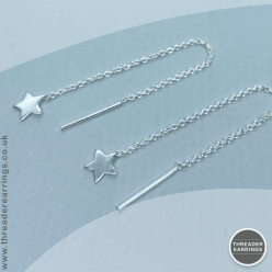 Sterling silver simple star threader earrings