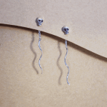 Sterling silver skull threader pull through earrings