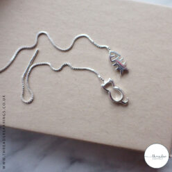 Sterling silver cat and fishbone threader earrings