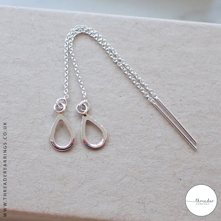 925 Sterling Silver Teardrop Threader Earrings ThreaderEarrings.co.uk