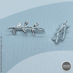 Sterling Silver leaf ear climbers - side view