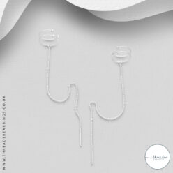 Sterling silver threader earrings with ear cuff attached