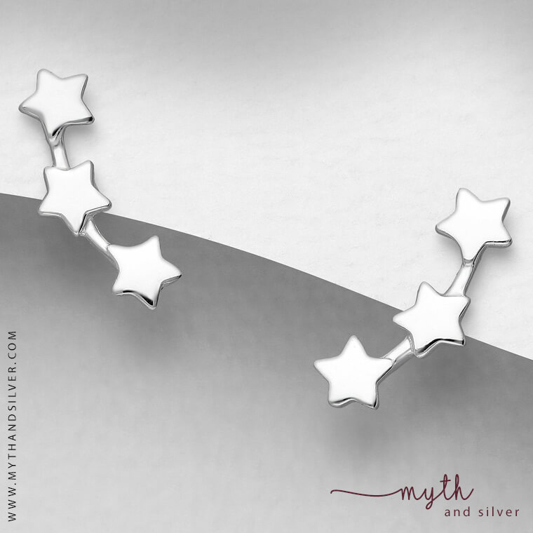 925 Sterling silver triple star ear studs