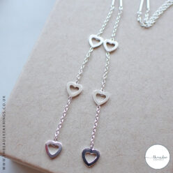 Sterling silver triple heart threader earrings