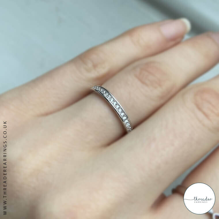 thumbnail image 2 of STARCHENIE 925 Sterling Silver Stackable Ring - Thin Eternity Band With Created Amethyst 2 of 14
