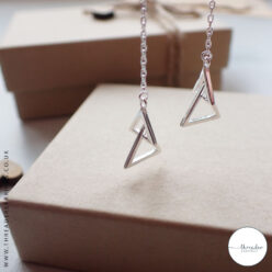 Sterling silver double triangle threader earrings
