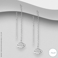 Sterling silver space Saturn plant threader earrings