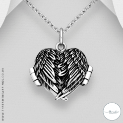 Heart Angel wing silver locket