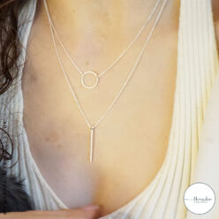 Sterling silver circle layer necklace