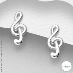 Sterling Silver Music Note Stud Earrings