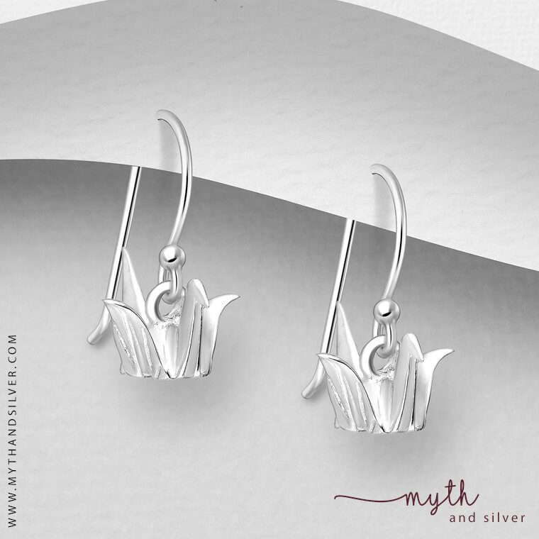Sterling silver origami bird earrings