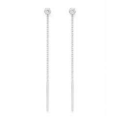 CZ dangly threader earrings in 925 Sterling Silver