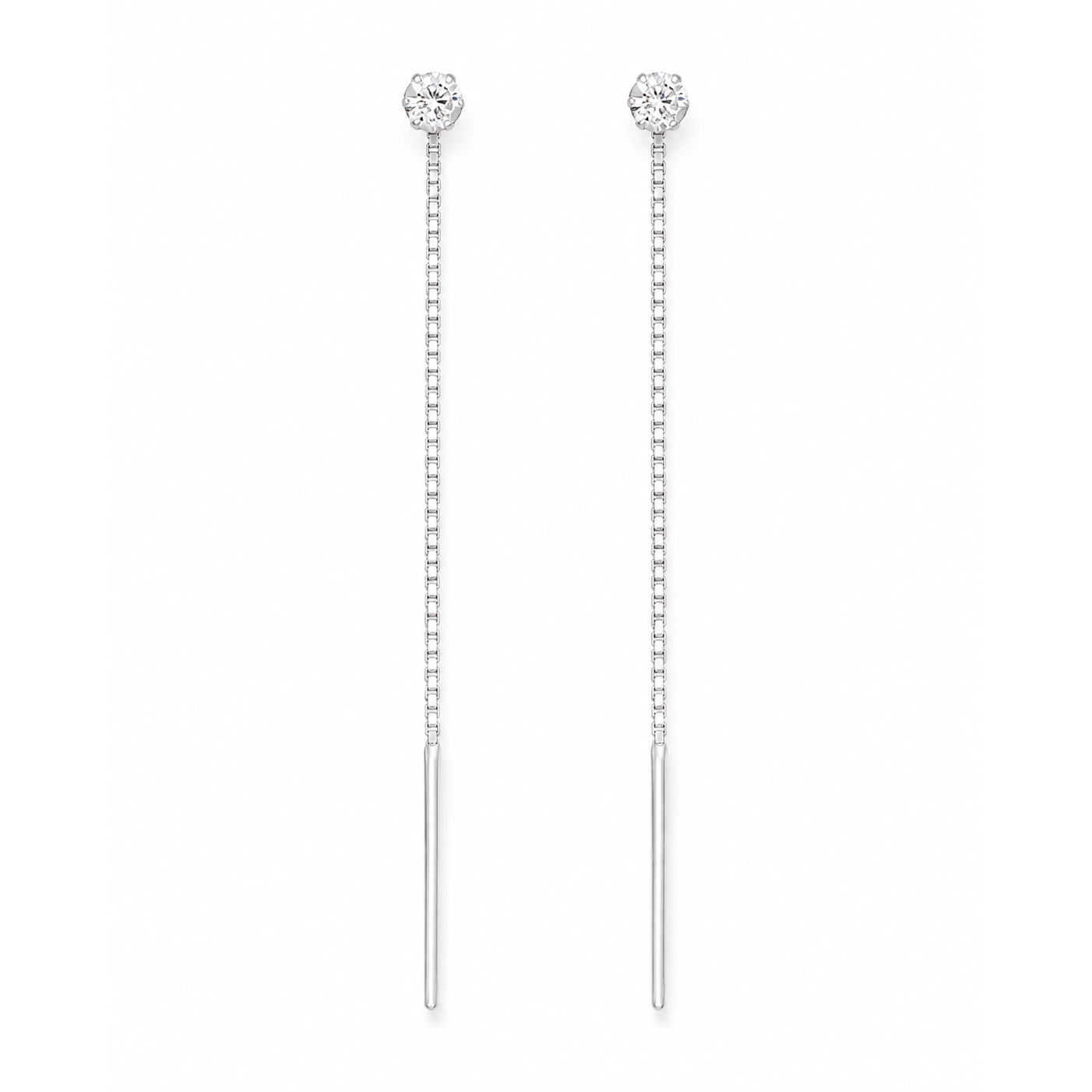 CZ dangly threader earrings in 925 Sterling Silver
