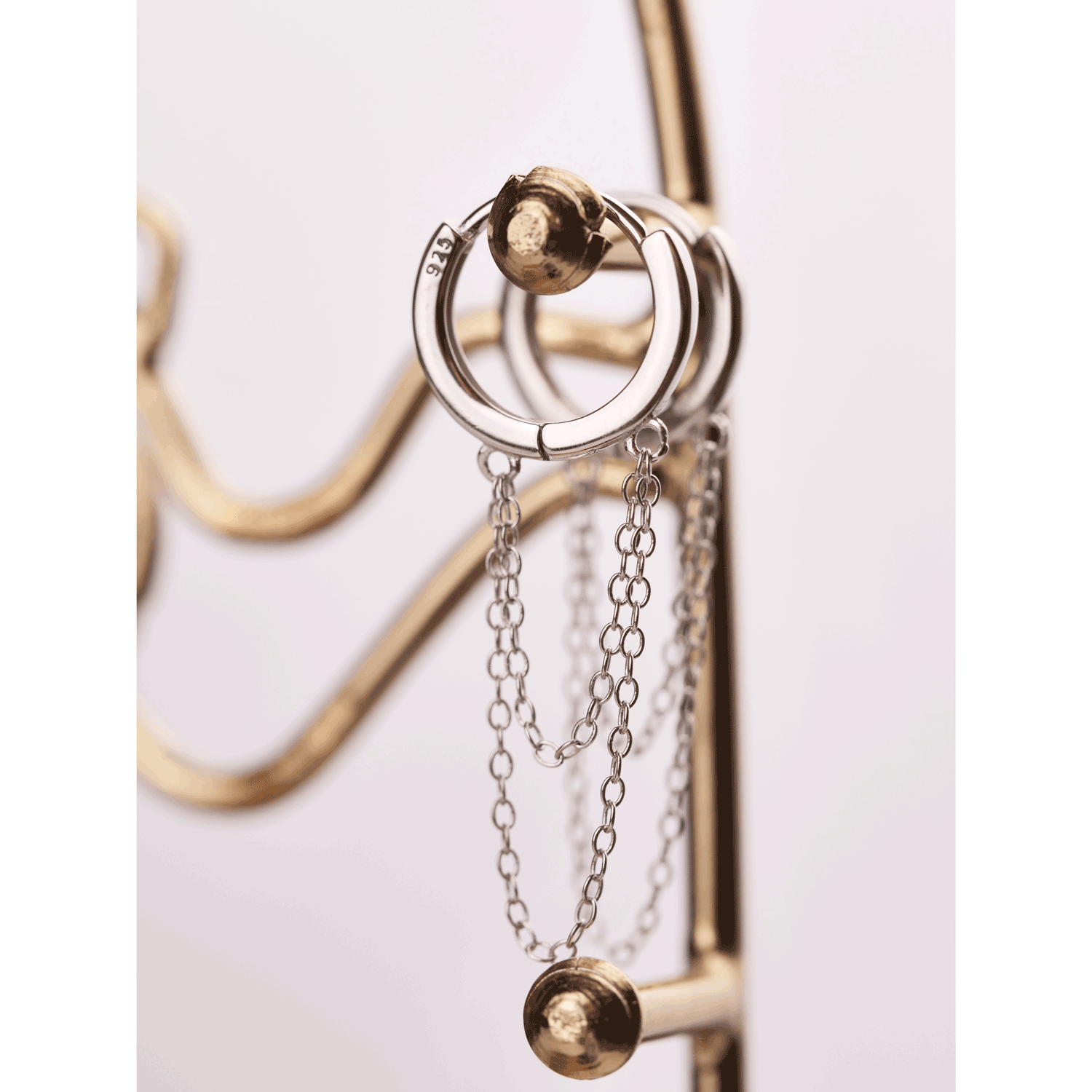 925 Sterling silver chain hoops