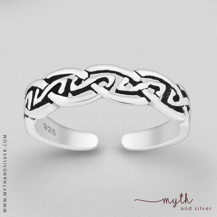Celtic Toe Ring AeraVida Celtic Weave Sterling Silver Toe Ring - Adjustable Oxidized Design For Women & Men Celtic Weave Adjustable Toe Ring