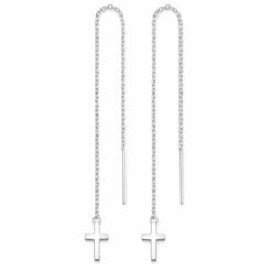 925 Sterling silver long cross earrings