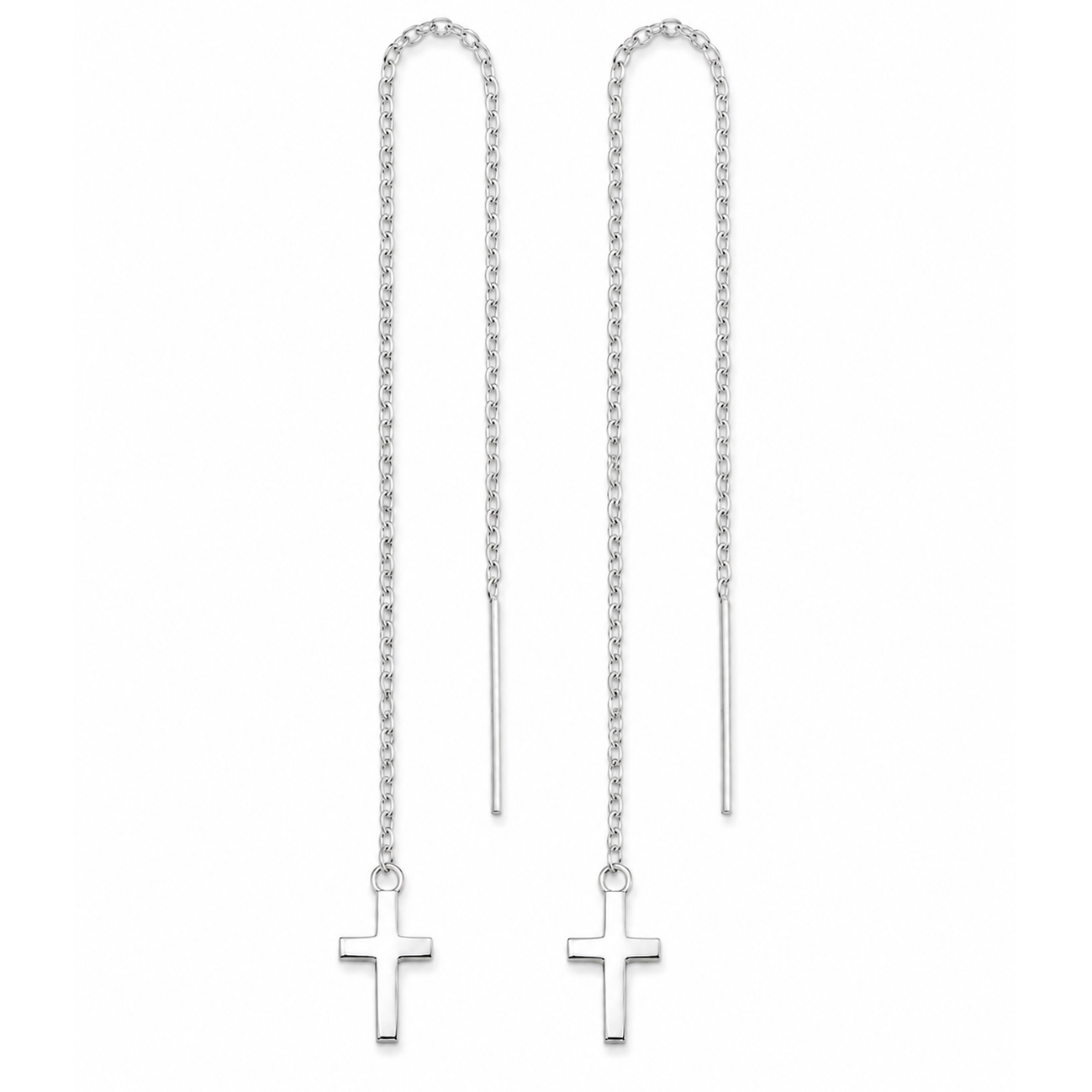 925 Sterling silver long cross earrings