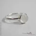 Circular moonstone ring - close up