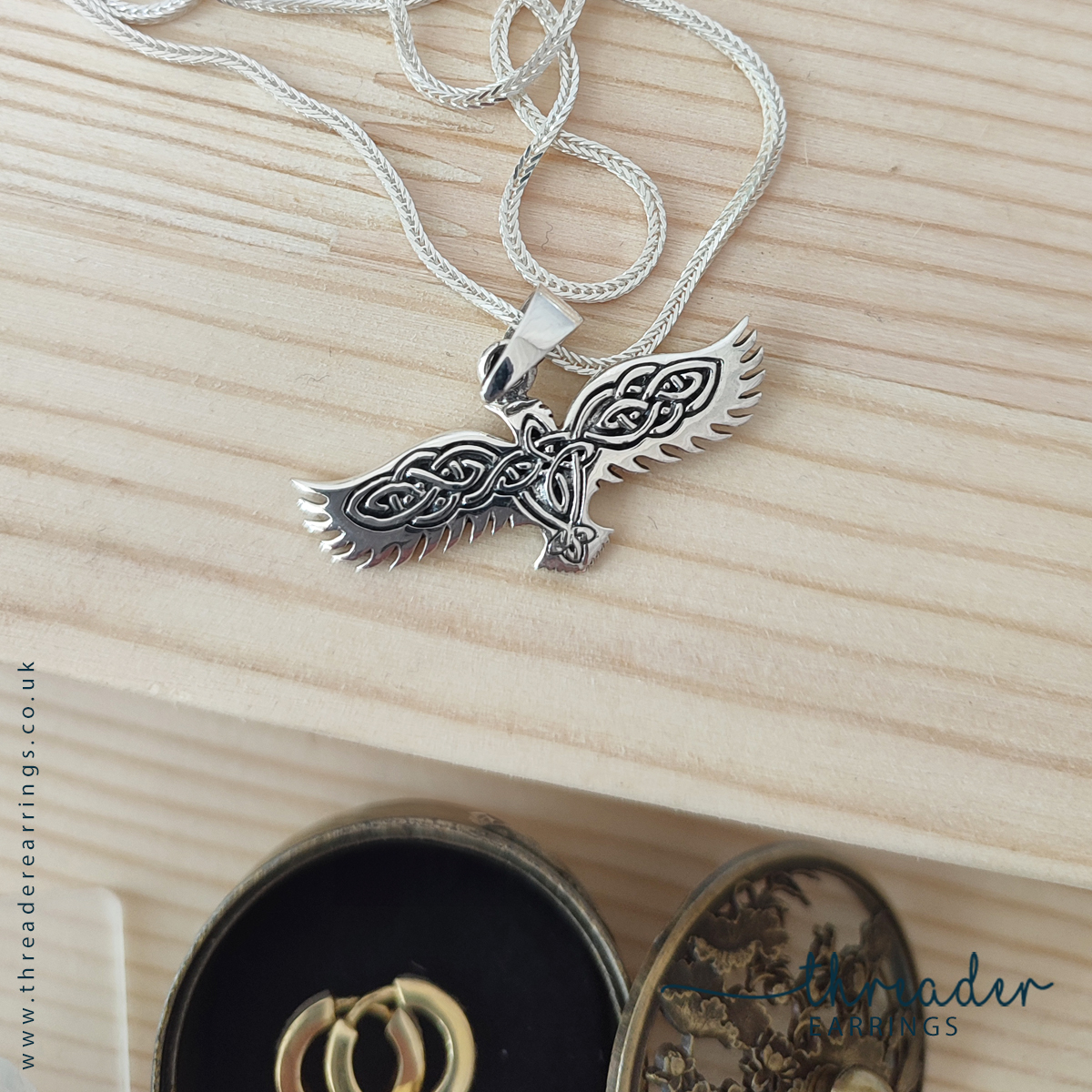 Sterling silver eagle necklace with Celtic design