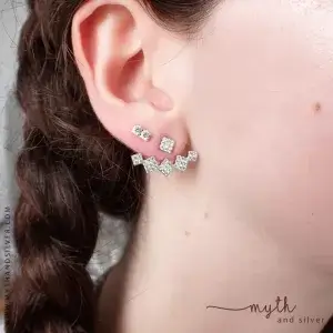 Geo ear jacket earrings Geo ear jacket earrings - squares with pave set CZ