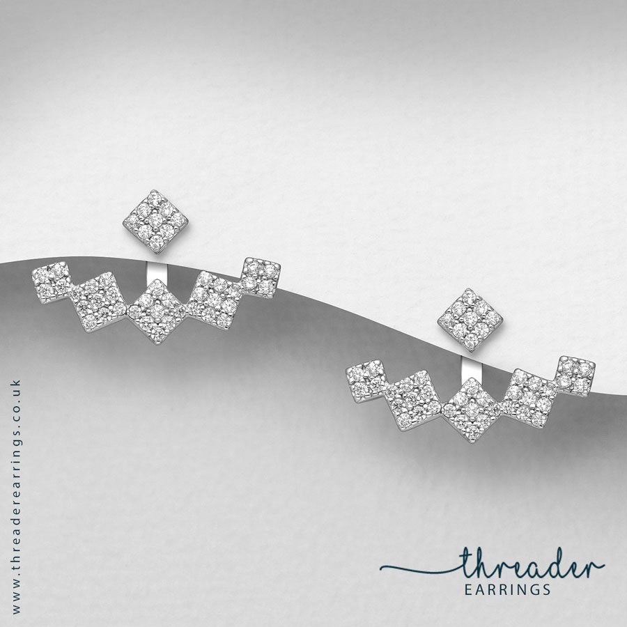 Pave ear jacket earrings