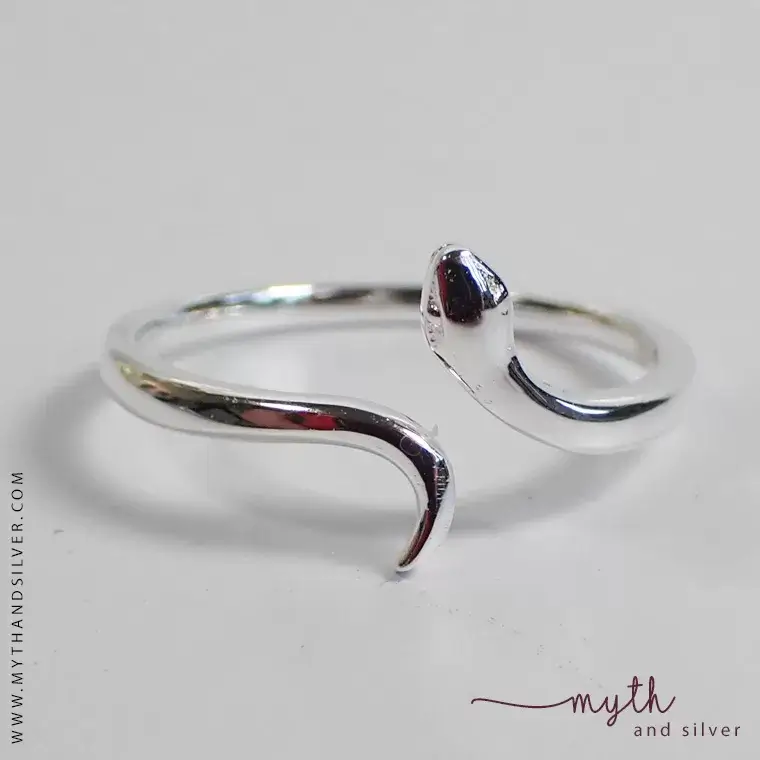 Silver snake ring close-up