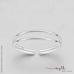 925 Sterling silver double band adjustable ring