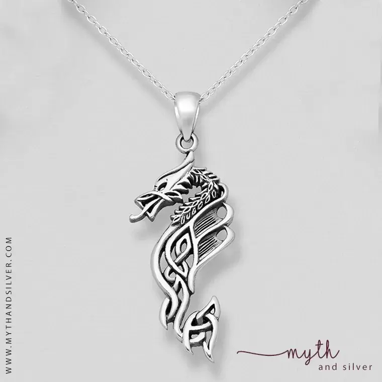 925 Sterling Silver Celtic Dragon Pendant