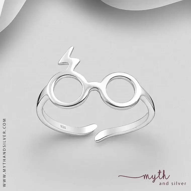 925 Sterling Silver quirky glasses ring