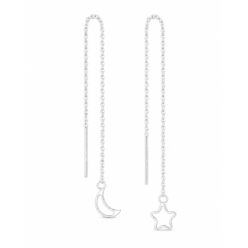 Moon and star threader earrings