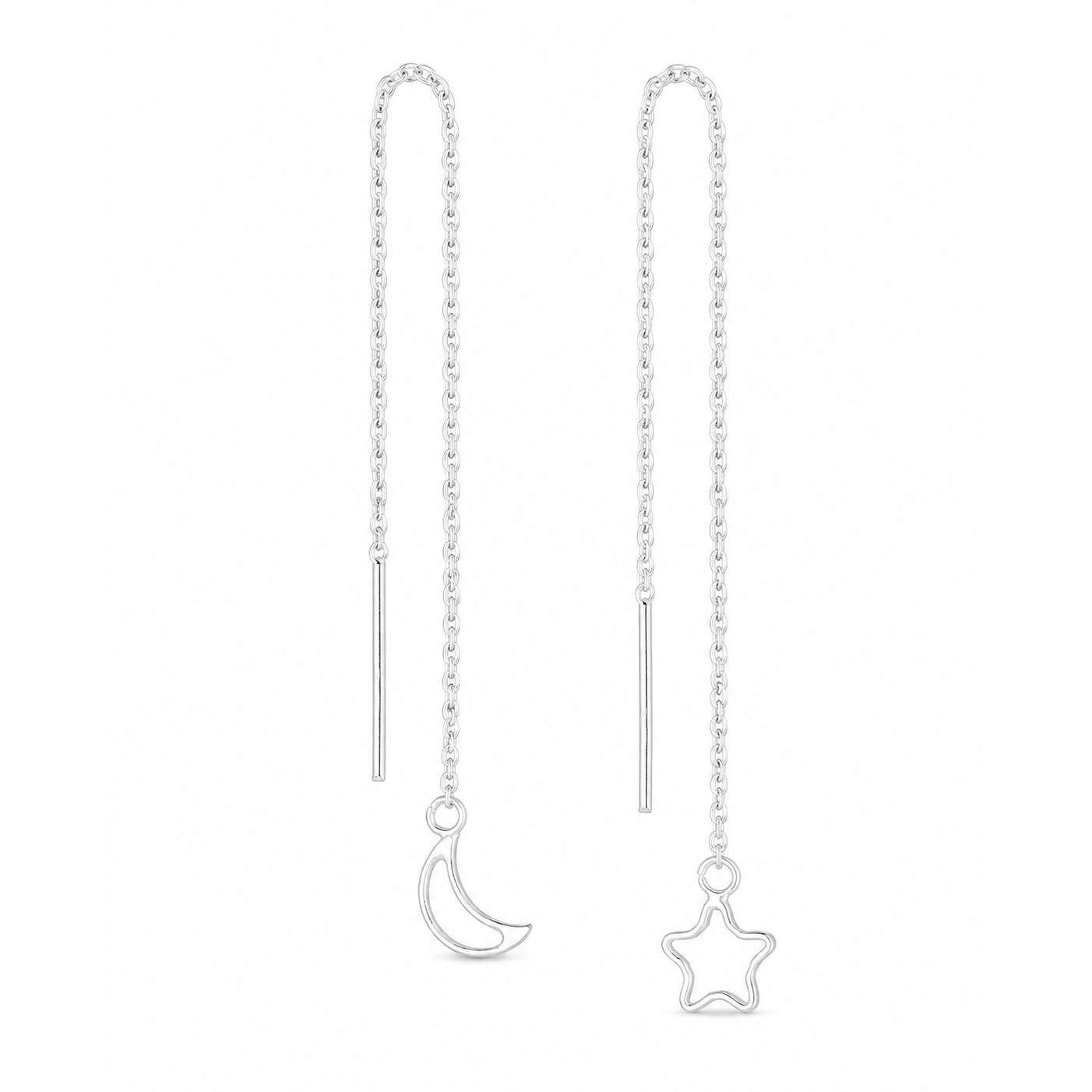 Moon and star threader earrings