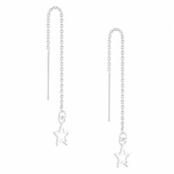 Sterling silver star threader earrings