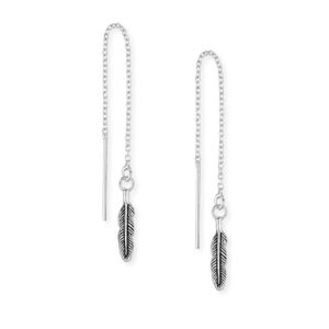 Sterling silver oxidised feather threader earrings 925 Sterling Silver oxidised feather threader earrings