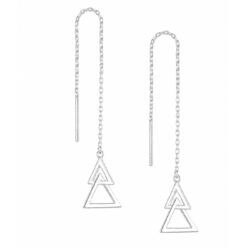 Double triangle threader earrings in 925 Sterling Silver