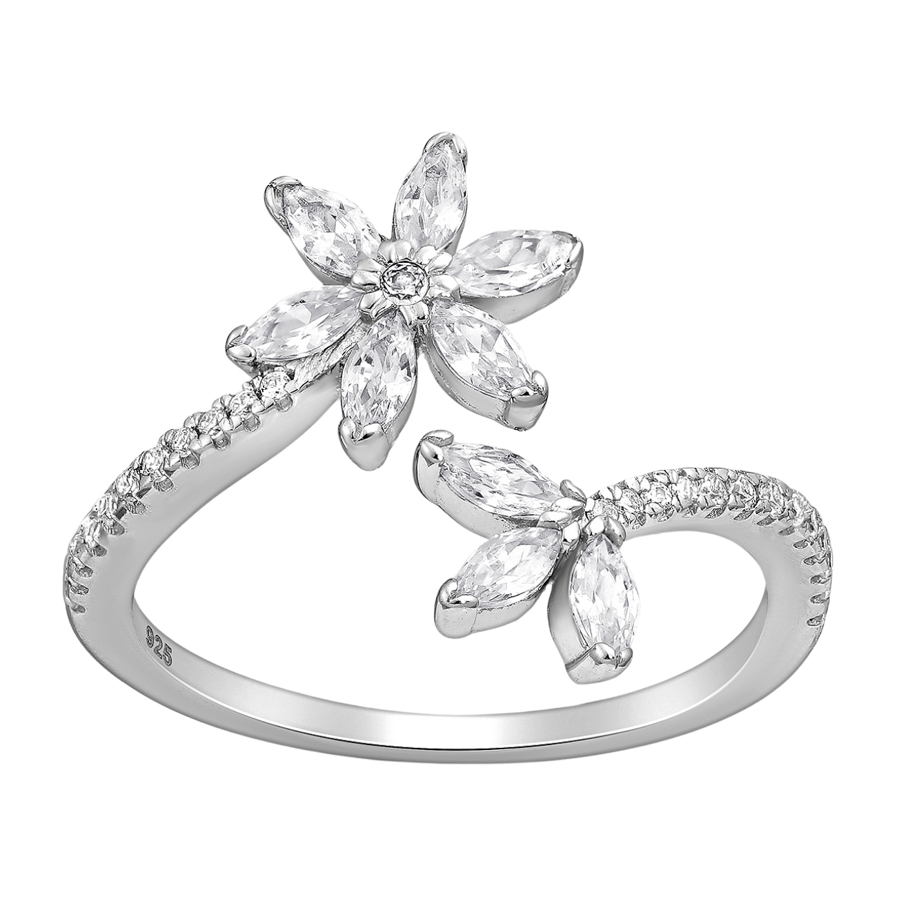 Silver fleur ring