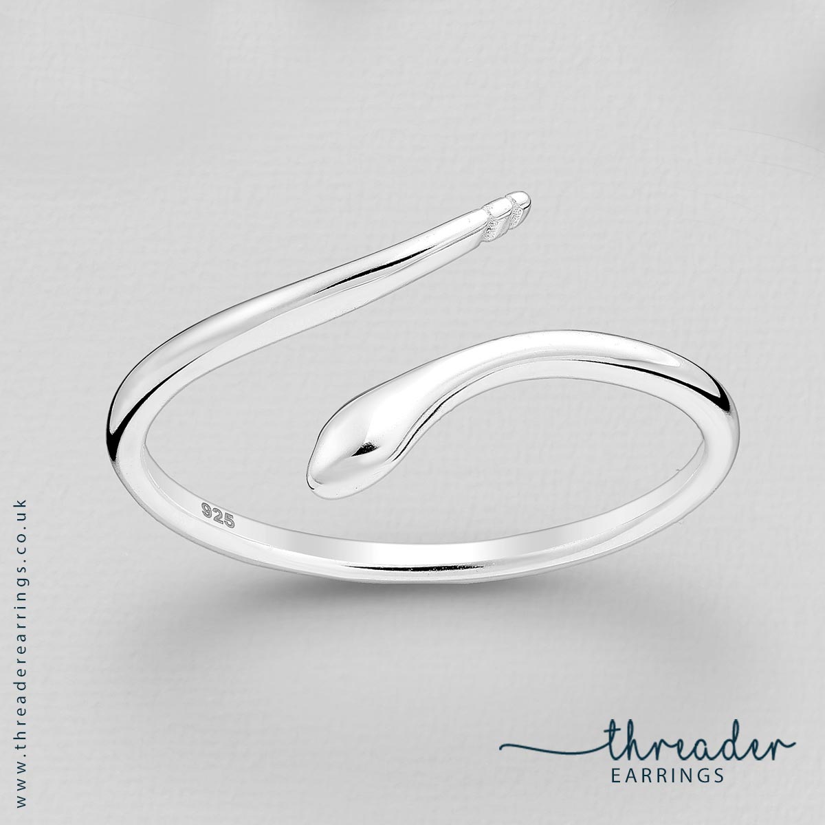 925 Sterling silver snake ring, adjustable