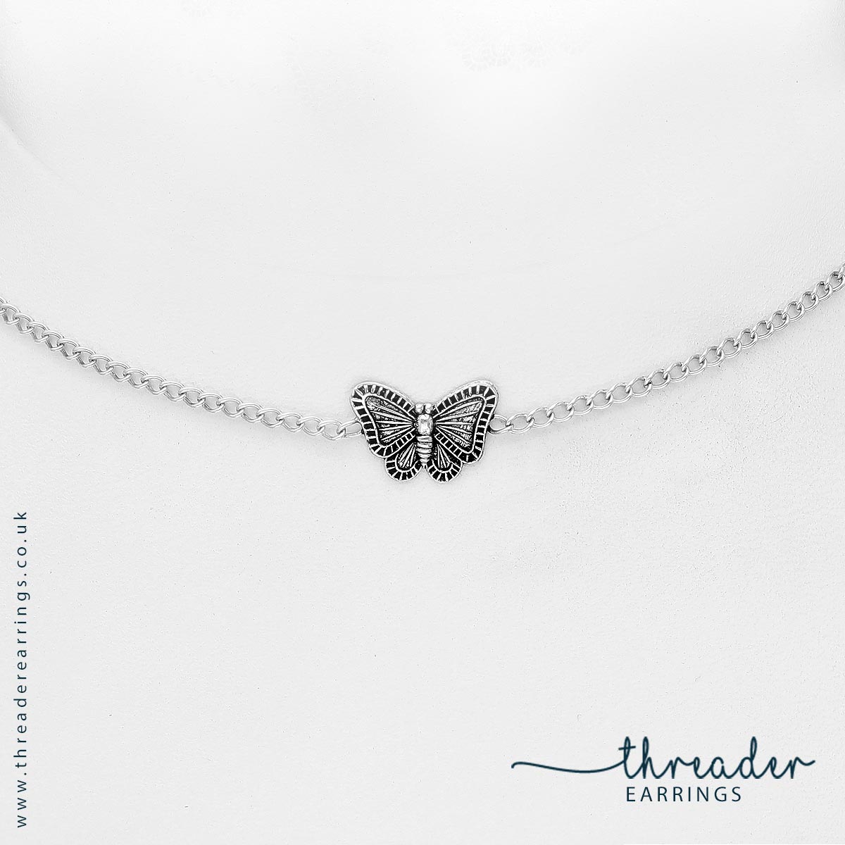925 Sterling silver butterfly choker chain
