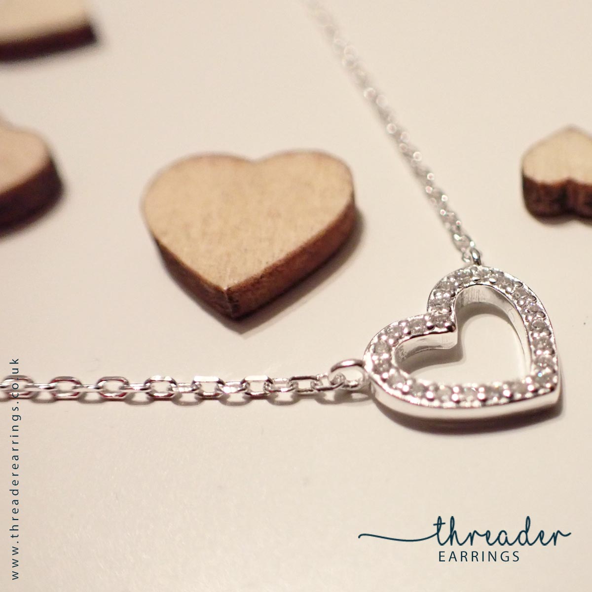925 Sterling silver CZ heart necklace