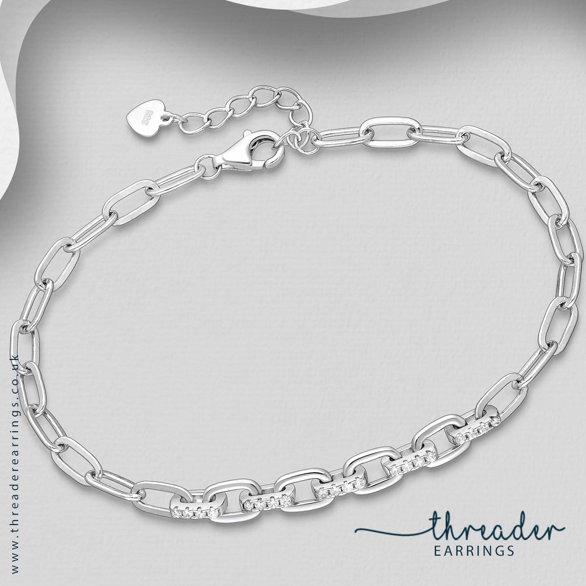Silver links chain bracelet - full view