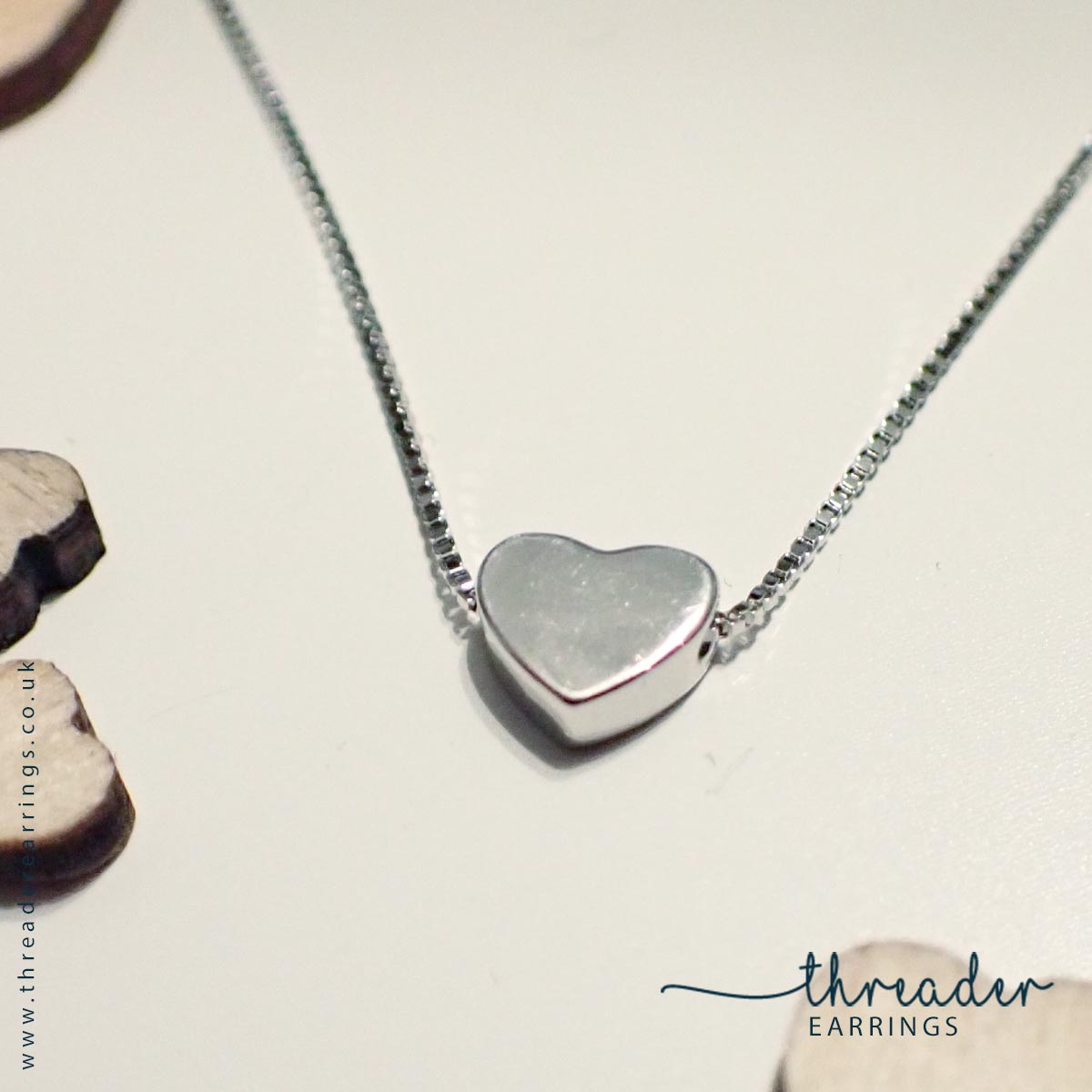 Close up of slider heart necklace