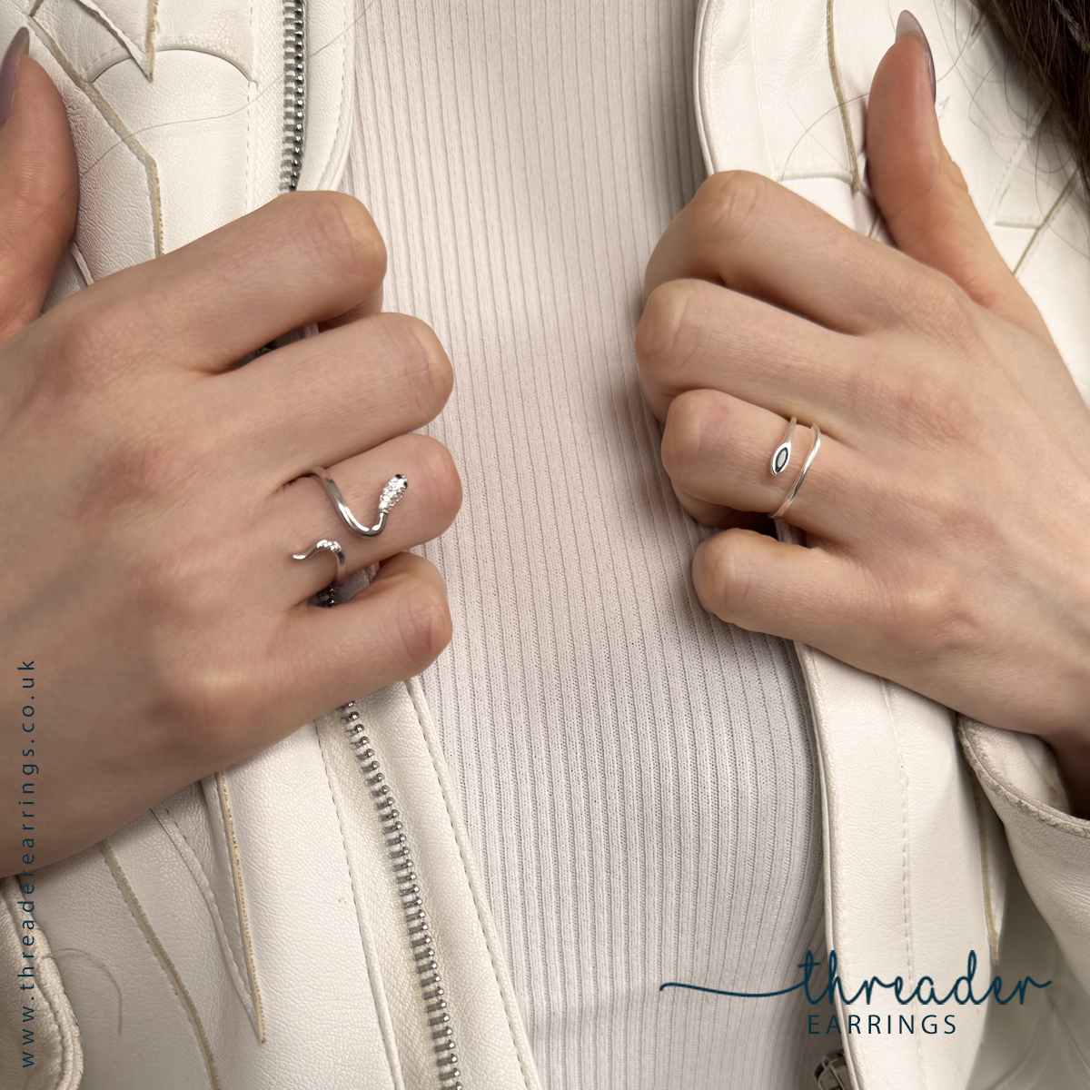 Sterling silver adjustable rings
