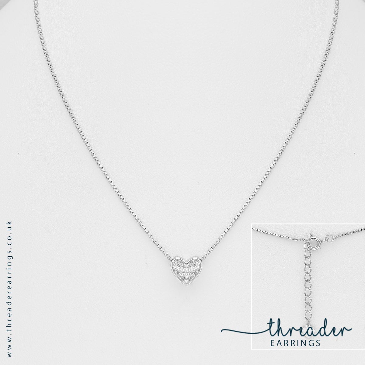925 heart slider necklace with cubic zirconia - Image 2