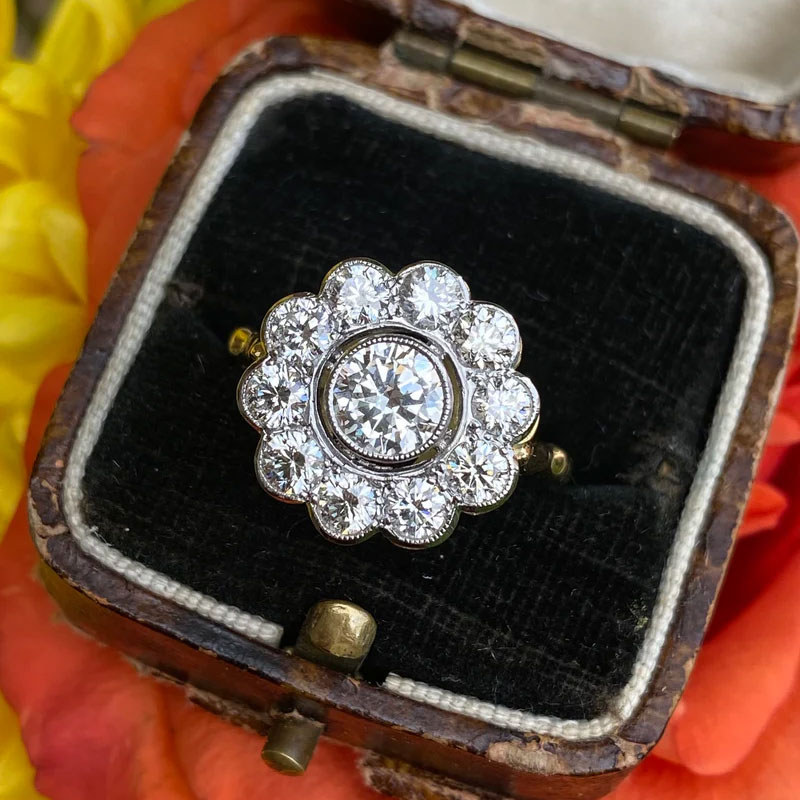 Cluster stone settings like this ring were popular in Victorian times